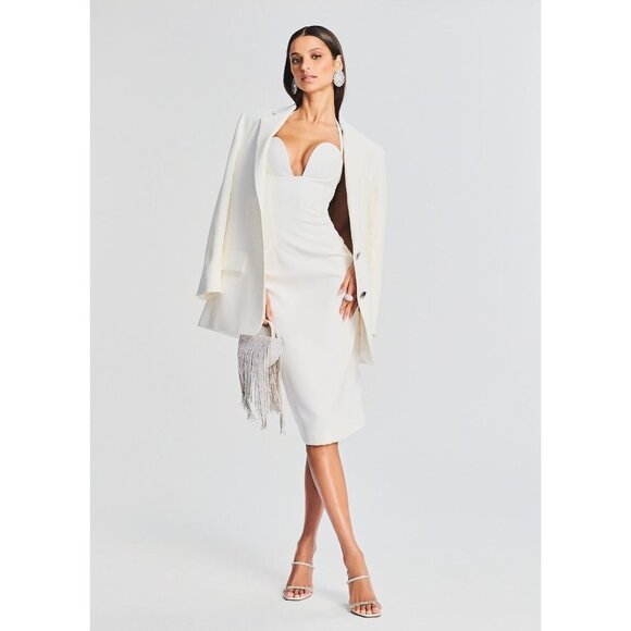 Retrofete Cheryl Dress in White New Womens Bodycon Pencil Midi - Picture 16 of 16